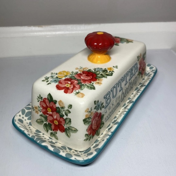 The Pioneer Woman Butter Makes Everything Better Floral Stoneware 2 Pc Dish, NWT - Picture 5 of 12
